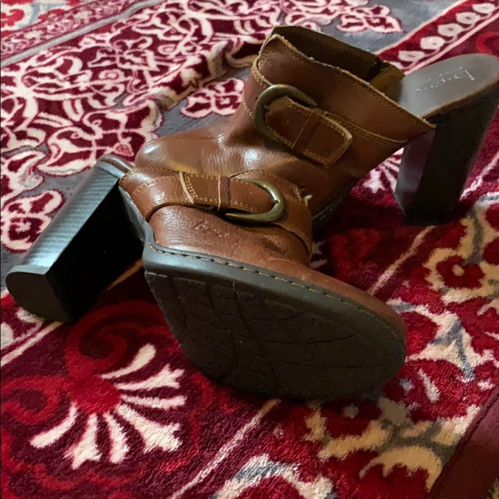 BOC Brown Leather Buckle Clogs